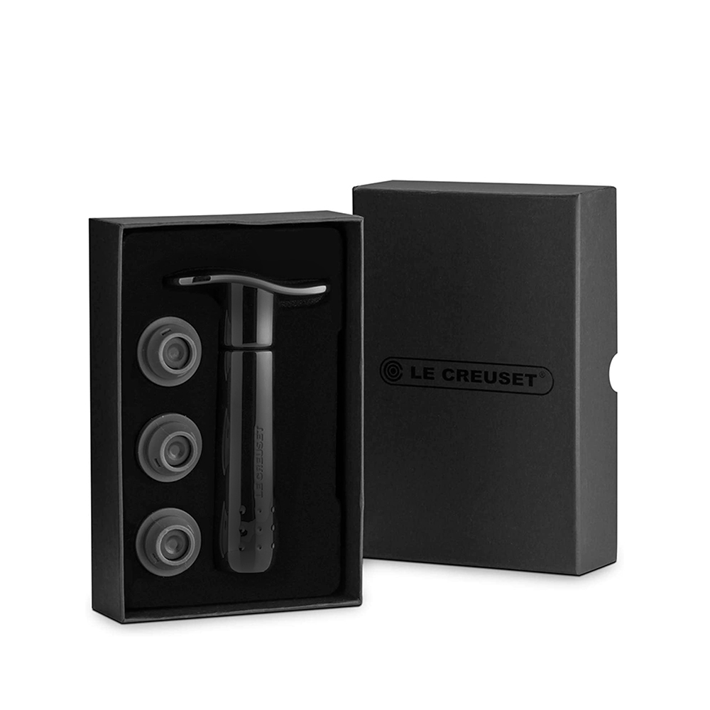 Le Creuset Набір з вакуумної помпи для вина і 3 пробок WA137 Satin Black | https://grandposuda.com.ua