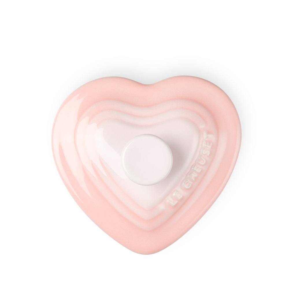Le Creuset Форма для запікання у вигляді серця 300 мл з кришкою рожевий Shell Pink | https://grandposuda.com.ua