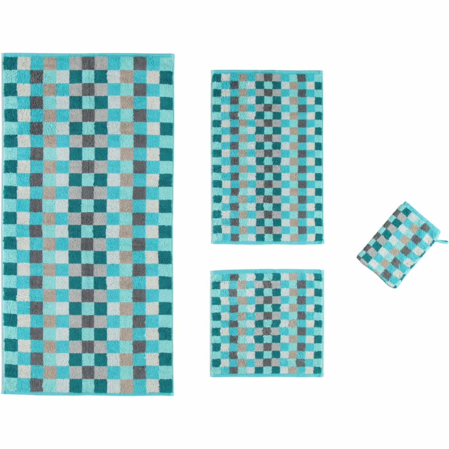 Рушник гостьовий 30 х 50 см Turquoise Karo Unique Cawo | https://grandposuda.com.ua