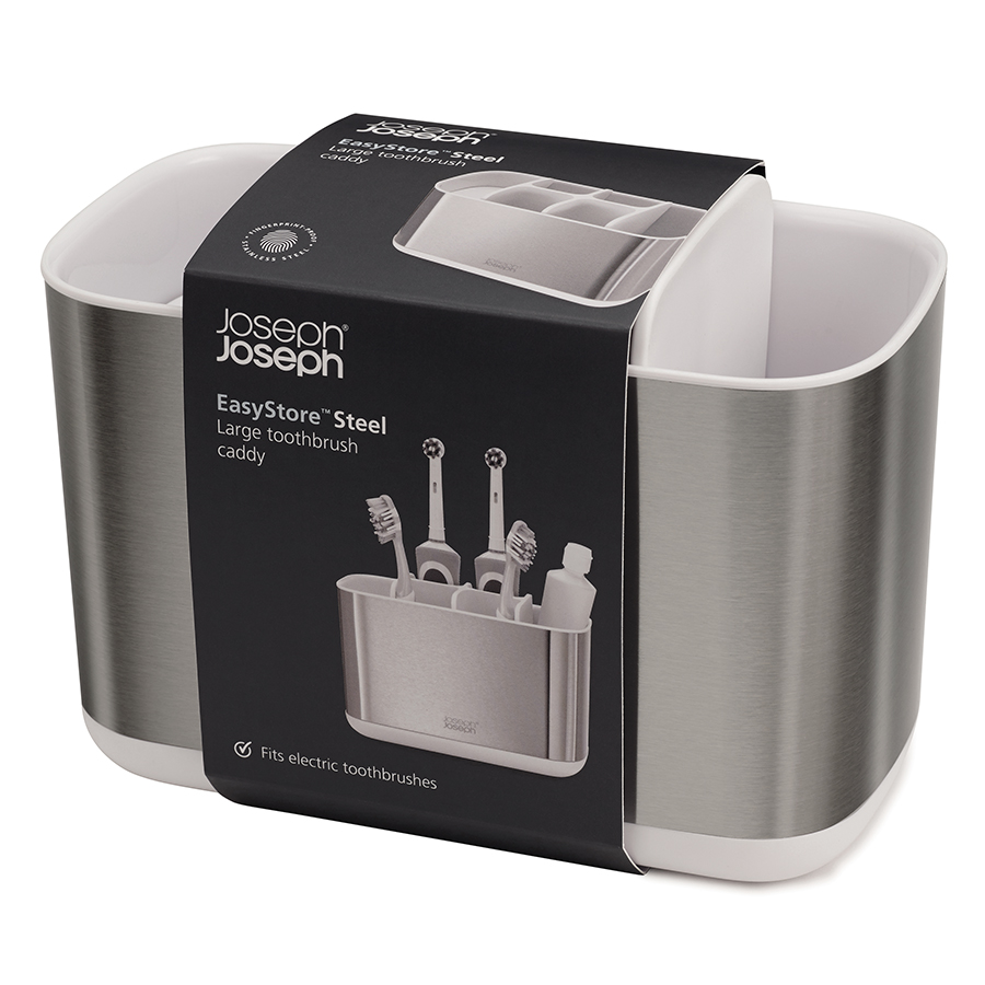 Joseph Joseph Органайзер для зубних щіток, 9,1 х 12,7 х 17 см, білий EasyStore Steel | https://grandposuda.com.ua