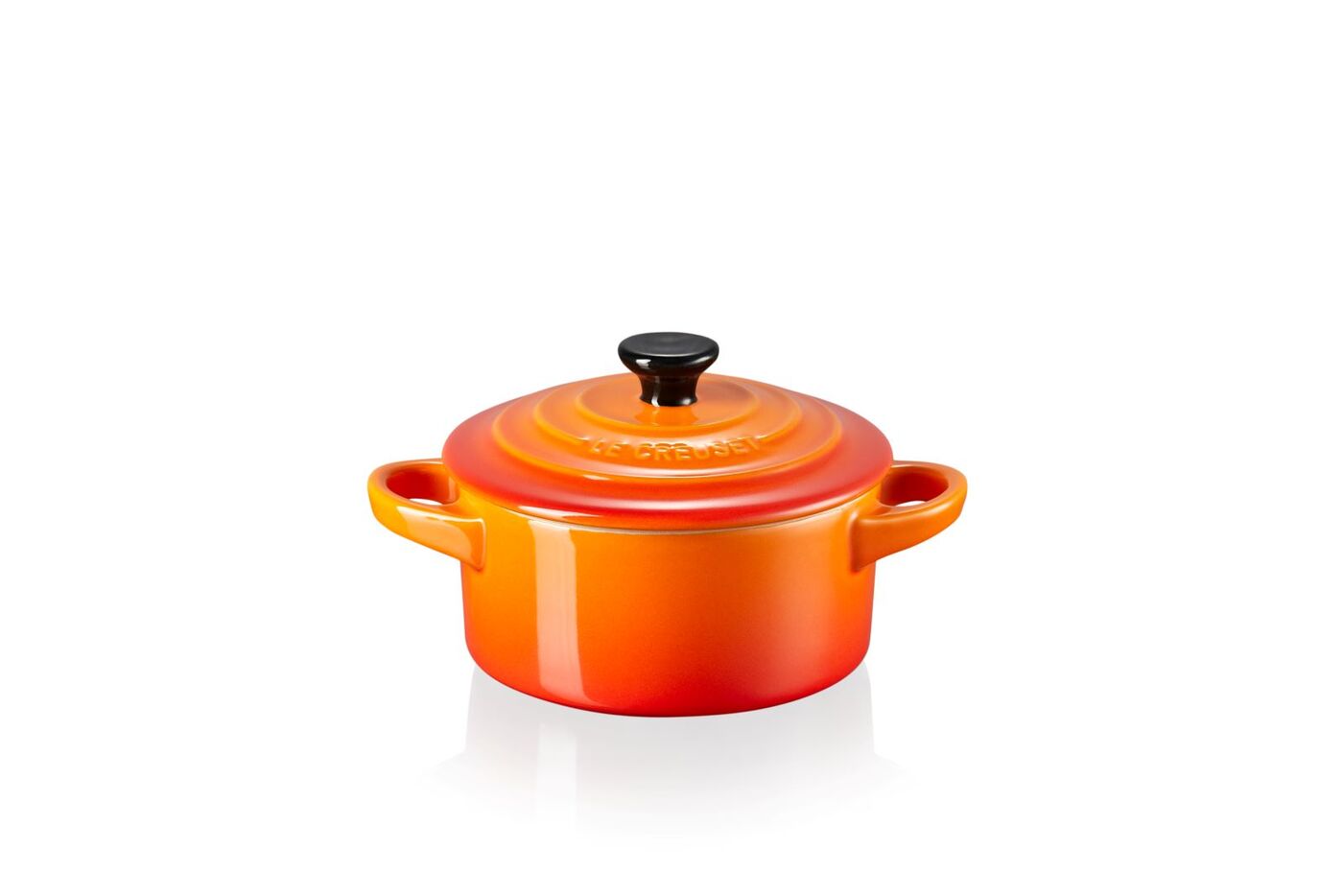 Le Creuset Мини-кокотница 9 см оранжевая Flame | https://grandposuda.com.ua