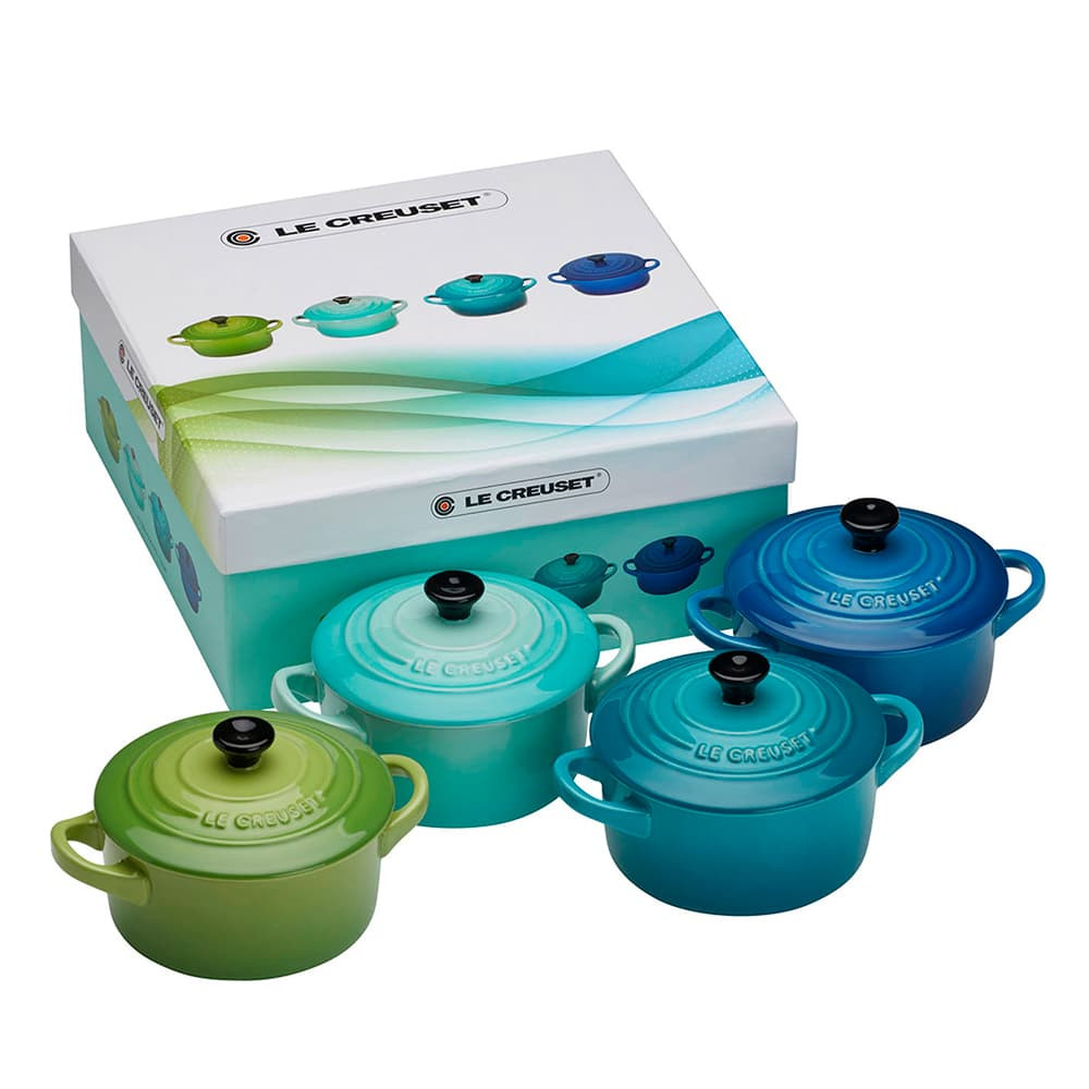 Le Creuset Набір міні-кокотниц з кришками 10 см, 4 предмета Meeresbrise | https://grandposuda.com.ua