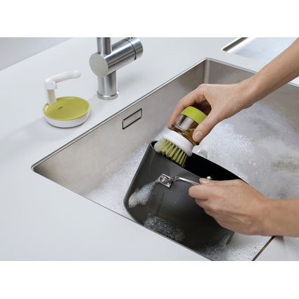 Joseph Joseph Щітка для миття посуду з дозатором, 9 х 13,5 х 9 см, білий / зелений, Palm Scrub | https://grandposuda.com.ua