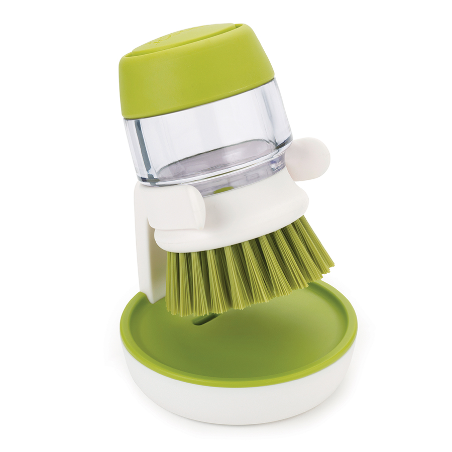 Joseph Joseph Щітка для миття посуду з дозатором, 9 х 13,5 х 9 см, білий / зелений, Palm Scrub | https://grandposuda.com.ua