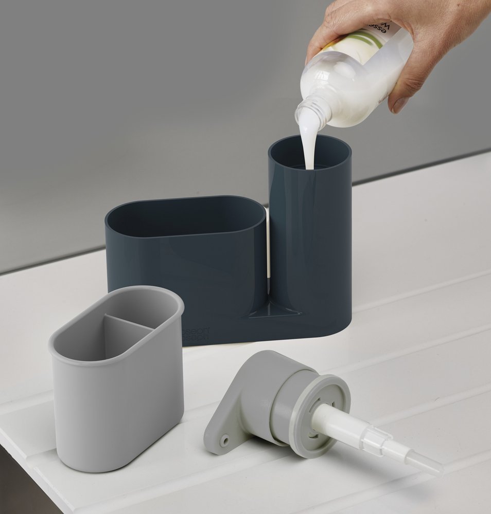 Joseph Joseph Органайзер для раковины с дозатором для мыла серый Sink Base | https://grandposuda.com.ua