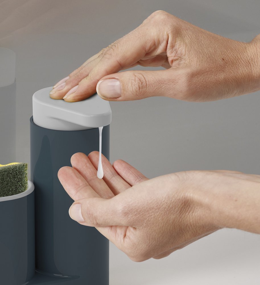 Joseph Joseph Органайзер для раковины с дозатором для мыла серый Sink Base | https://grandposuda.com.ua