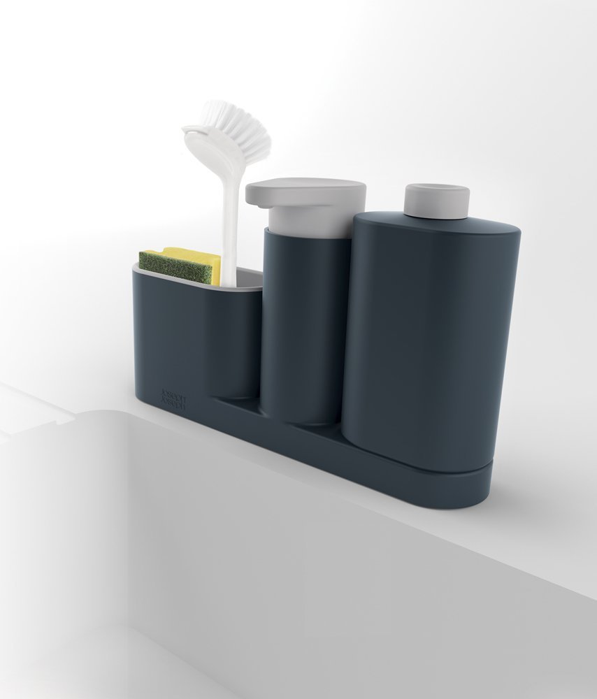 Joseph Joseph Органайзер для раковини з дозатором для мила сірий SinkBase Sink Tidy Set | https://grandposuda.com.ua