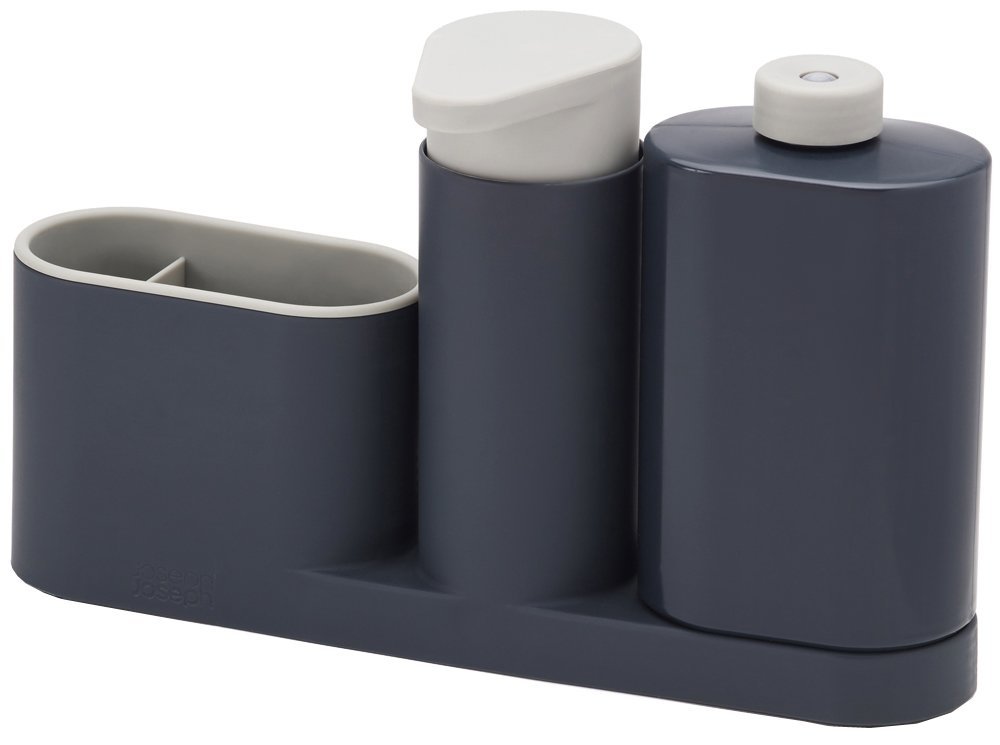 Joseph Joseph Органайзер для раковины с дозатором для мыла серый SinkBase Sink Tidy Set | https://grandposuda.com.ua