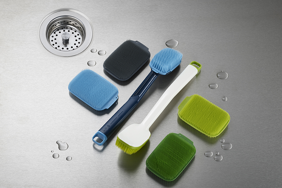 Joseph Joseph Щітка з ручкою і скрубер, 2 предмета, білий / зелений CleanTech | https://grandposuda.com.ua