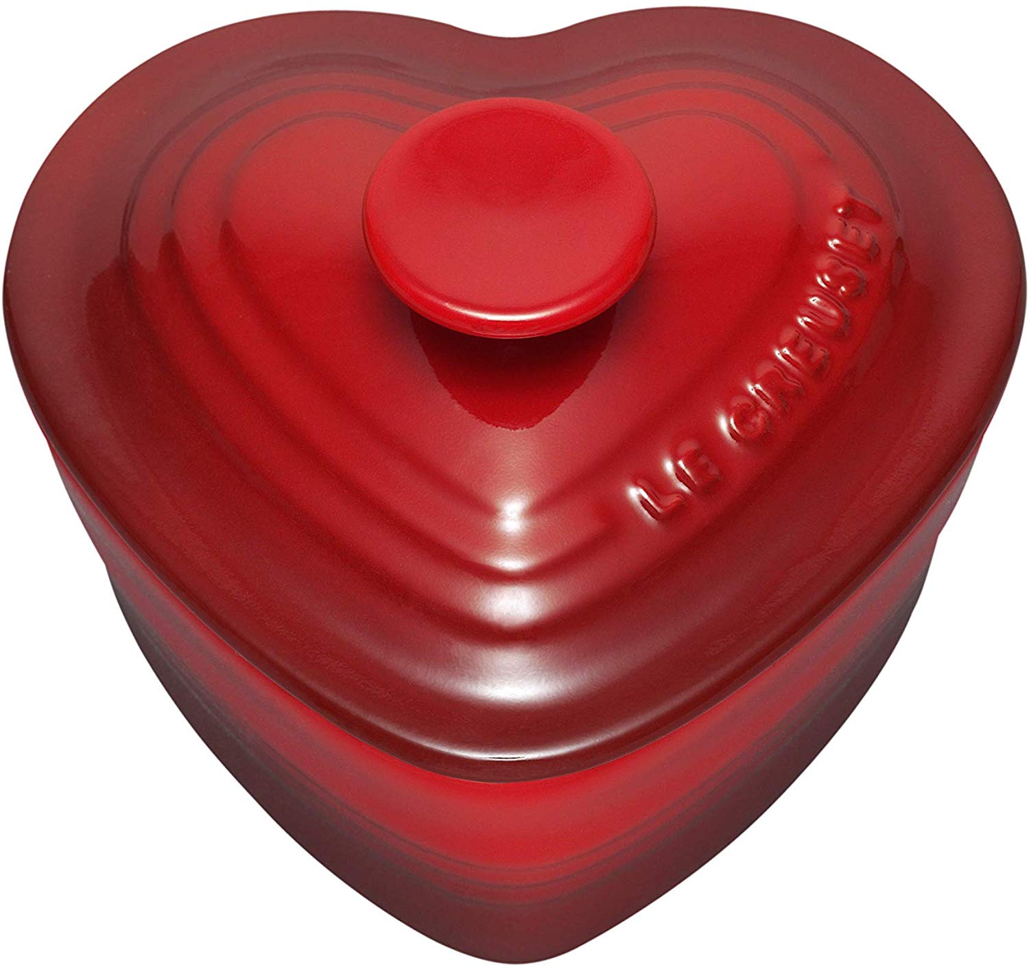 Le Creuset Блюдо для запекания в форме сердца с крышкой вишневое | https://grandposuda.com.ua