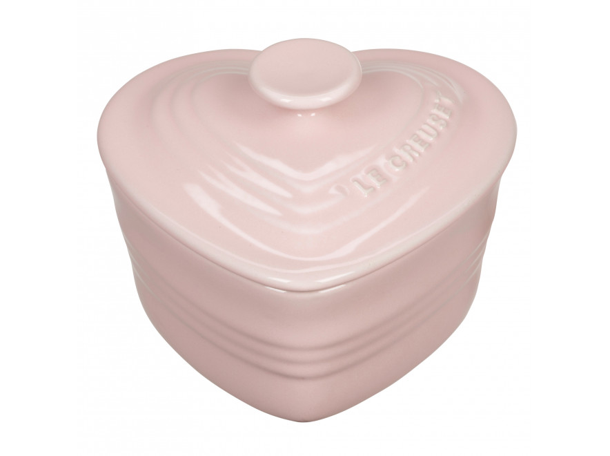 Le Creuset Блюдо для запекания в форме сердца с крышкой Chiffon Pink | https://grandposuda.com.ua