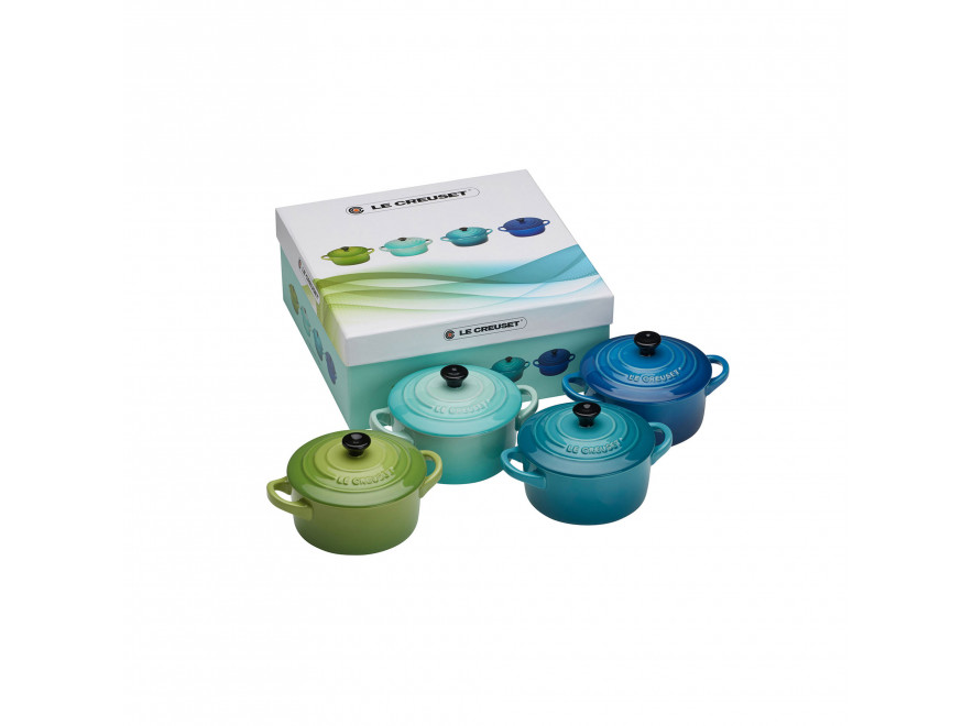 Le Creuset Мини-кастрюля / жаровня 10 см набор 4 предмета Meeresbrise | https://grandposuda.com.ua