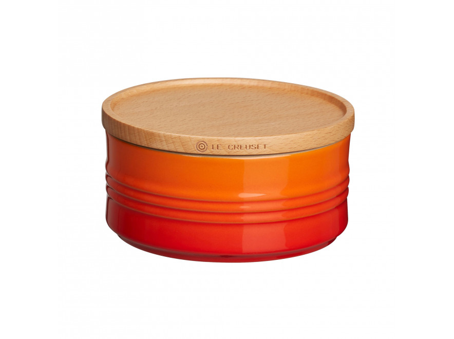 Le Creuset Ємність для зберігання з деревяною кришкою 6 см, помаранчева | https://grandposuda.com.ua