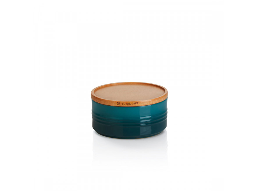 Le Creuset Ємність для зберігання з деревяною кришкою 6 см, Deep Teal | https://grandposuda.com.ua