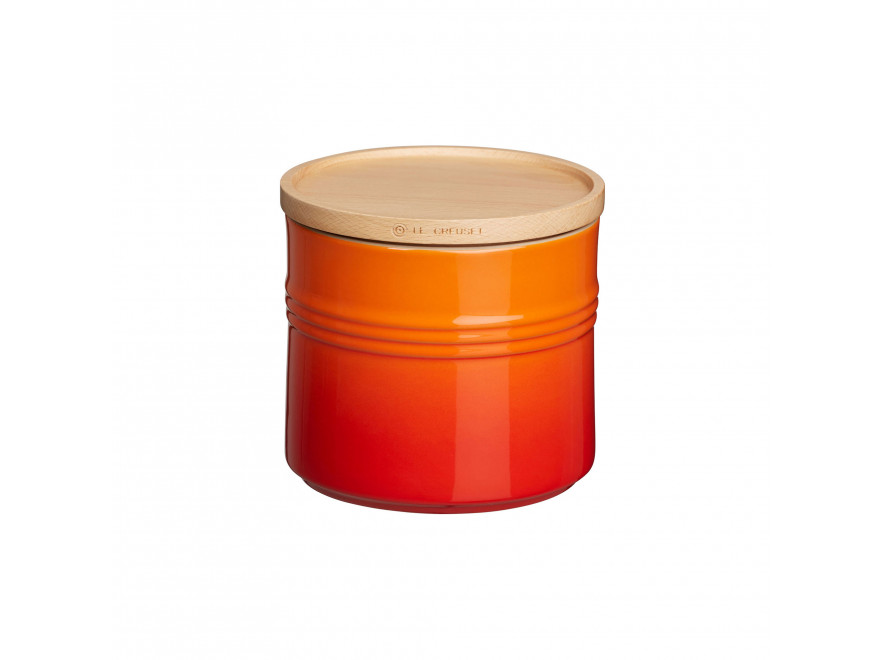 Le Creuset Ємність для зберігання з деревяною кришкою 12 см, помаранчева | https://grandposuda.com.ua