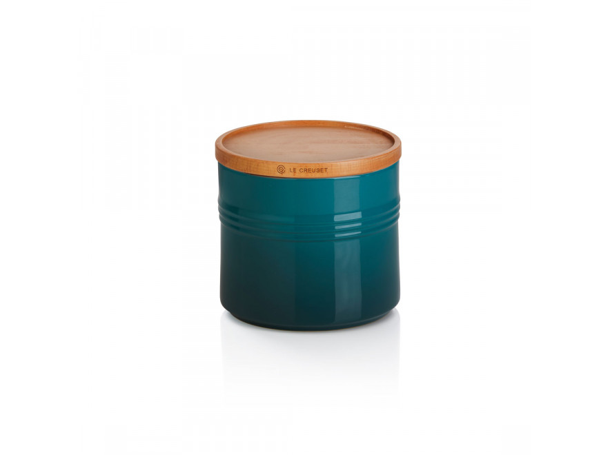 Le Creuset Ємність для зберігання з деревяною кришкою 12 см, Deep Teal | https://grandposuda.com.ua