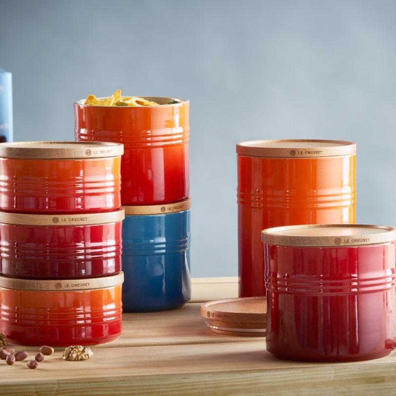 Le Creuset Ємність для зберігання з деревяною кришкою 19 см, Deep Teal | https://grandposuda.com.ua