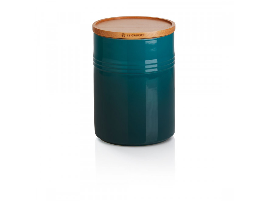 Le Creuset Ємність для зберігання з деревяною кришкою 19 см, Deep Teal | https://grandposuda.com.ua