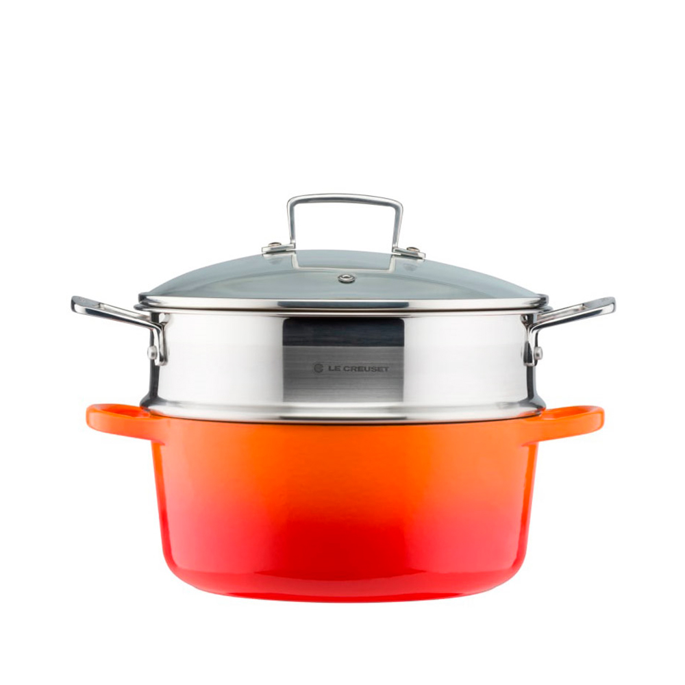 Le Creuset Парова вставка зі скляною кришкою 24 см Metal | https://grandposuda.com.ua