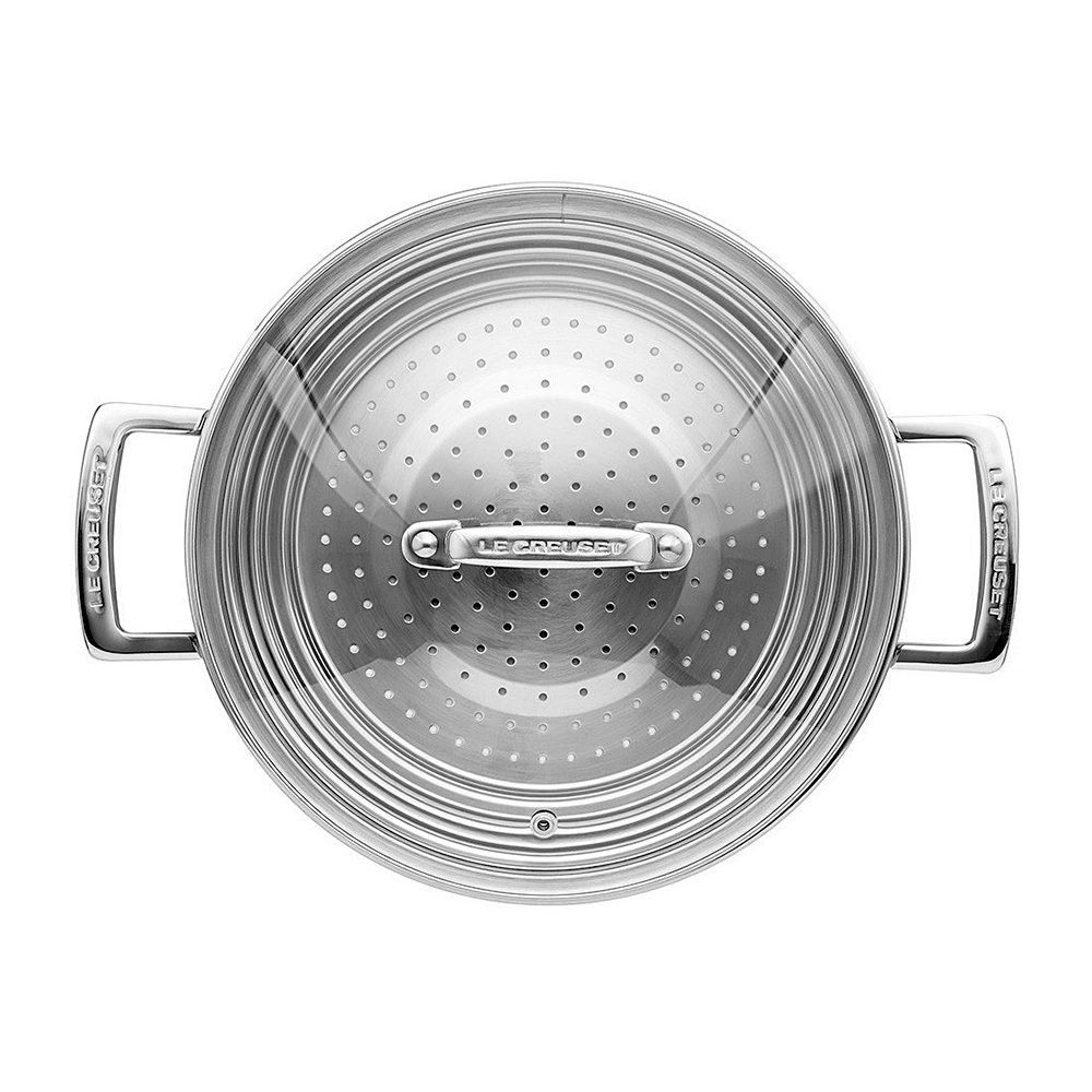 Le Creuset Парова вставка зі скляною кришкою 24 см Metal | https://grandposuda.com.ua