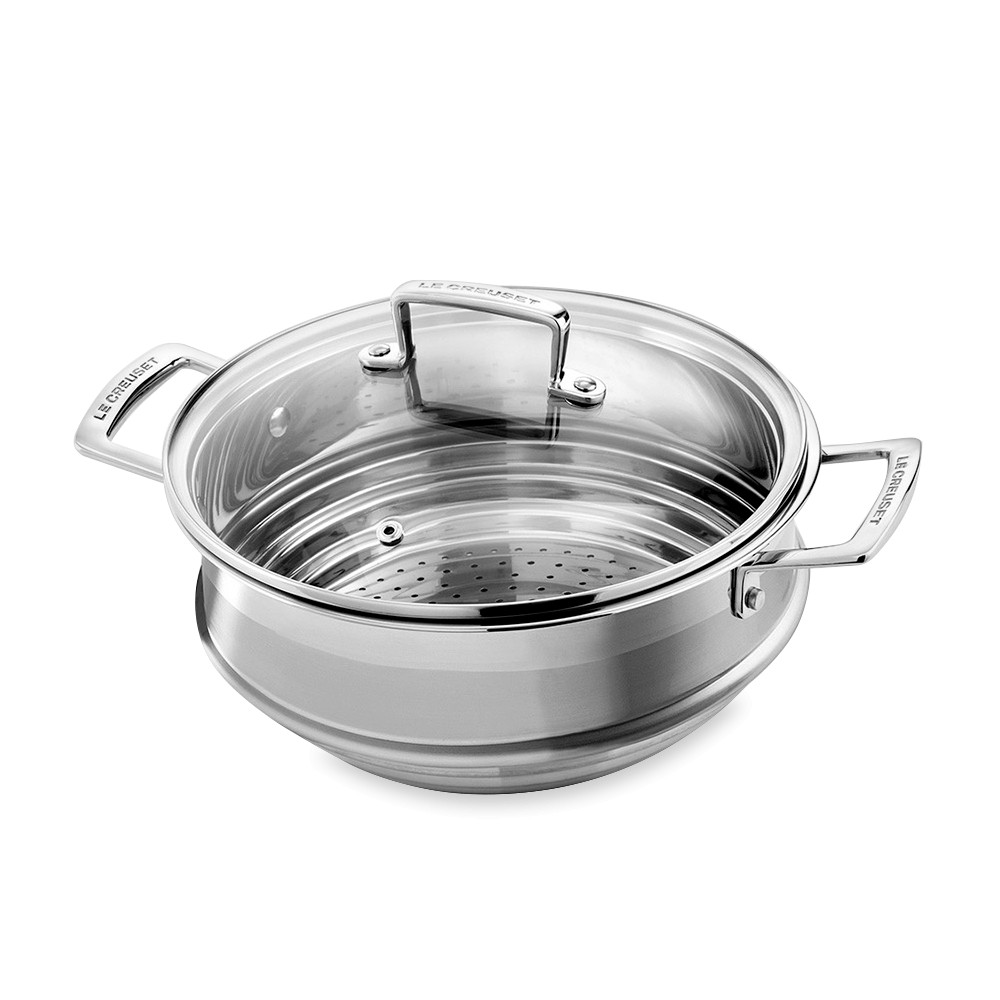 Le Creuset Парова вставка зі скляною кришкою 24 см Metal | https://grandposuda.com.ua