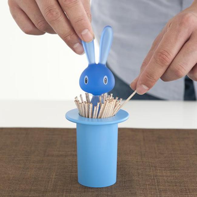 Alessi Футляр для зубочисток 7,5х14х7,5 см синий Magic Bunny | https://grandposuda.com.ua