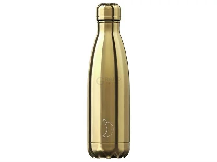 Вакуумная бутылка для воды 0,5 л, золотистая Chrome Gold CHILLY'S | https://grandposuda.com.ua