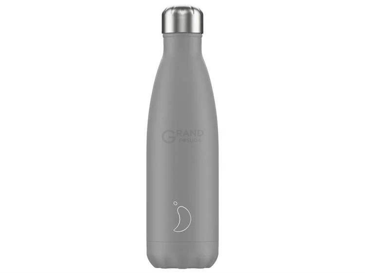 Вакуумная бутылка для воды 0,5 л, серая Monochrome Grey CHILLY'S | https://grandposuda.com.ua
