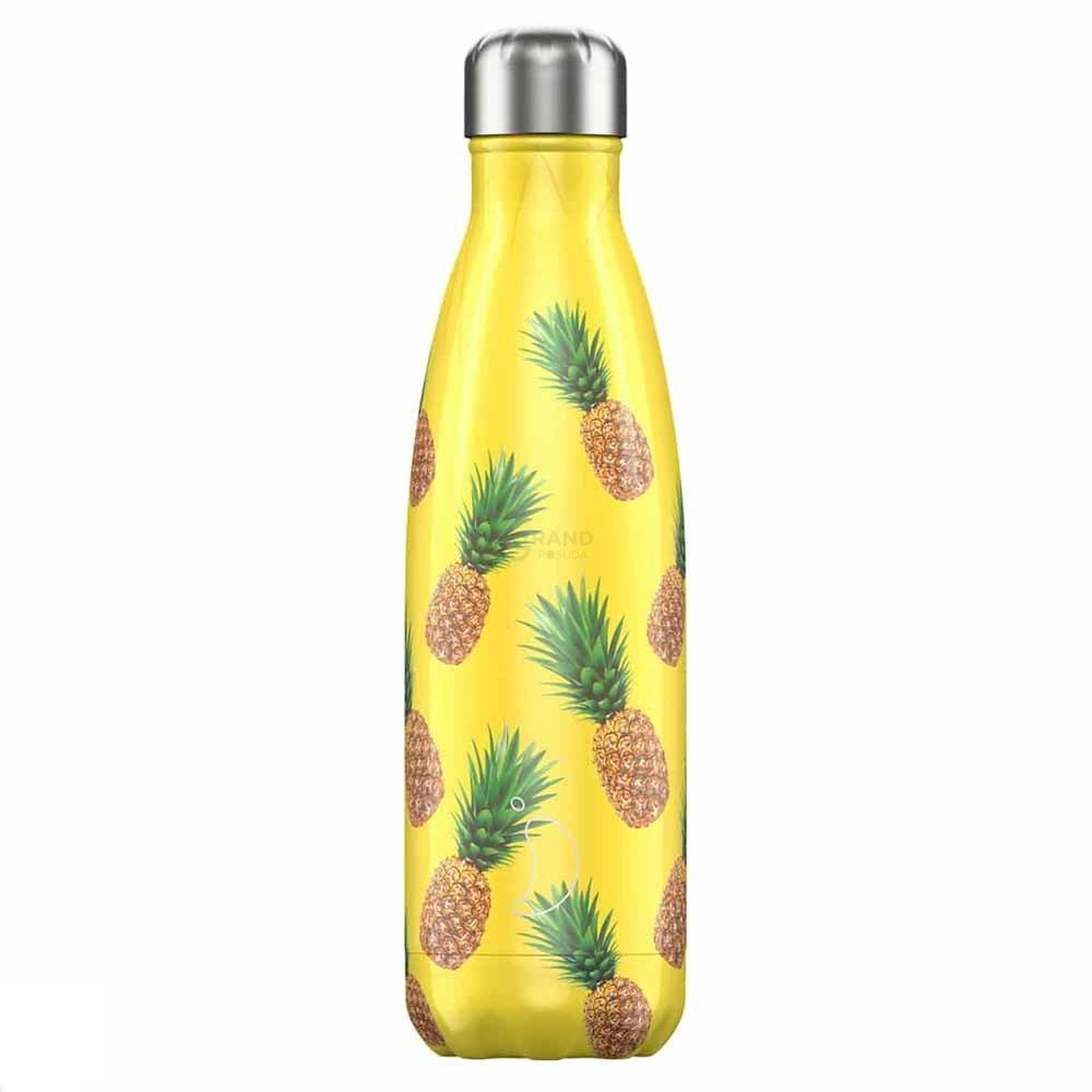 Вакуумная бутылка для воды 0,5 л, розовая Icons Pineapple CHILLY'S | https://grandposuda.com.ua