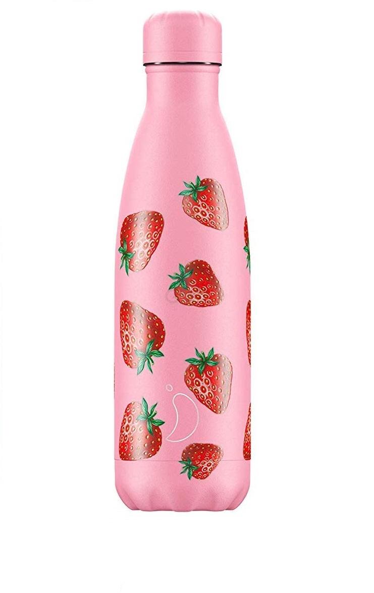 Вакуумная бутылка для воды 0,5 л, розовая Icons Strawberry CHILLY'S | https://grandposuda.com.ua