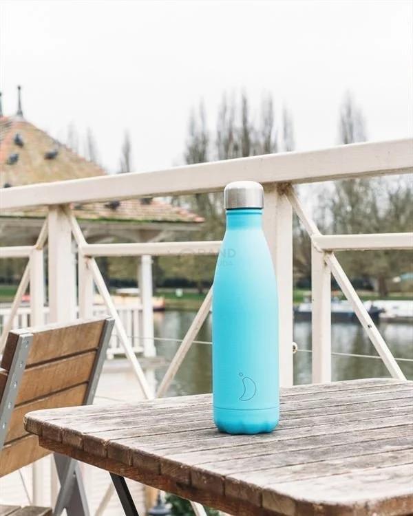 Вакуумная бутылка для воды 0,5 л, голубая Pastel Blue CHILLY'S | https://grandposuda.com.ua