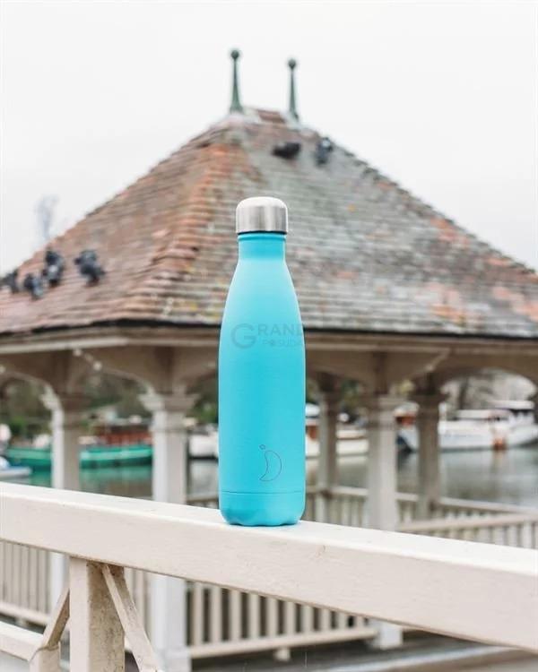 Вакуумная бутылка для воды 0,5 л, голубая Pastel Blue CHILLY'S | https://grandposuda.com.ua