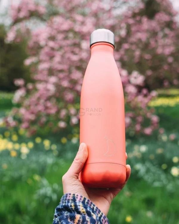 Вакуумная бутылка для воды 0,5 л, коралловая Pastel Coral CHILLY'S | https://grandposuda.com.ua