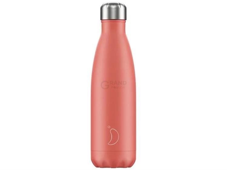 Вакуумная бутылка для воды 0,5 л, коралловая Pastel Coral CHILLY'S | https://grandposuda.com.ua
