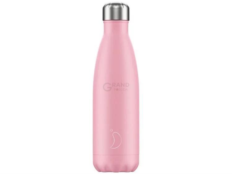 Вакуумная бутылка для воды 0,5 л, розовая Pastel Pink CHILLY'S | https://grandposuda.com.ua