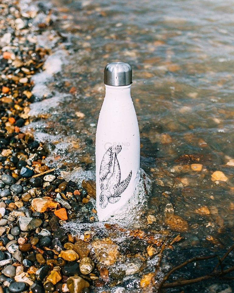 Вакуумна пляшка для води 0,5 л, сіра Sealife Turtle CHILLYS | https://grandposuda.com.ua