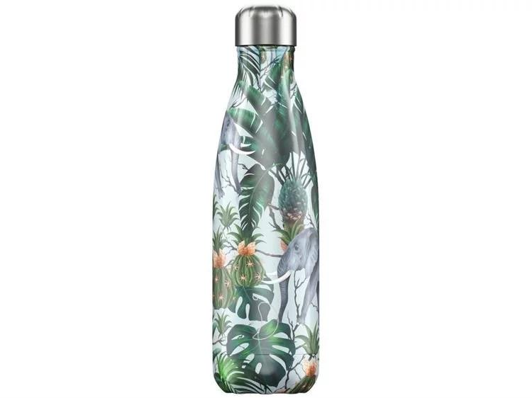 Вакуумна пляшка для води 0,5 л, кольорова Tropical Elephant CHILLYS | https://grandposuda.com.ua