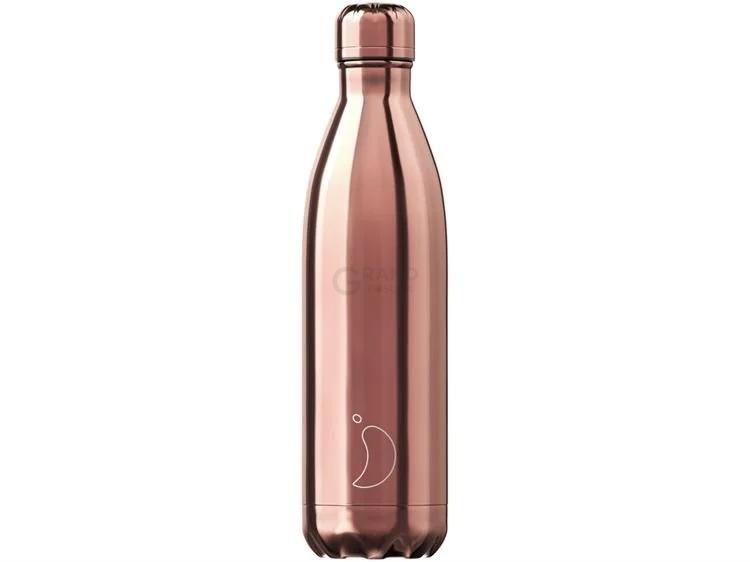 Вакуумная бутылка для воды 0,75 л, цвета розового золота Chrome Rose Gold CHILLY'S | https://grandposuda.com.ua
