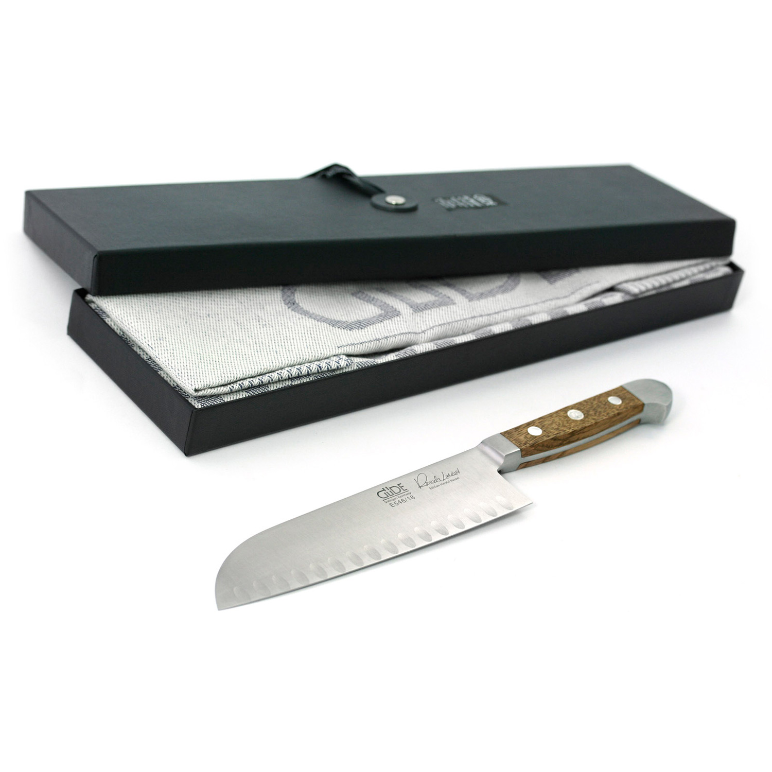 Ніж сантоку з жолобчастою лінією леза 18 см Alpha Barrel Oak Guede | https://grandposuda.com.ua