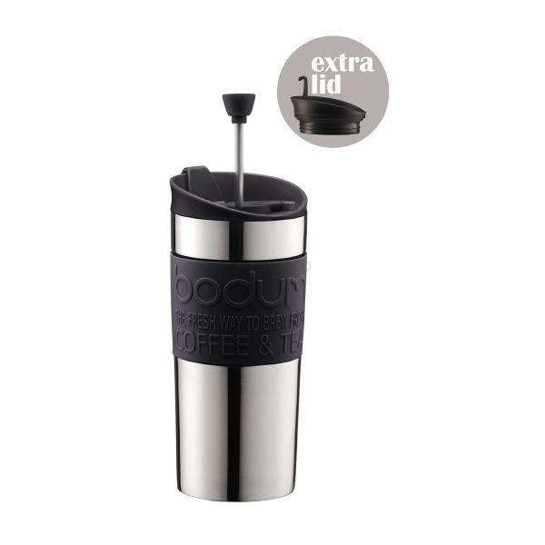 Bodum Кружка дорожня з кришкою чорна, 0,35 л, Travel Press Bodum Кружка дорожня з кришкою чорна, 0,35 л, Travel Press | https://grandposuda.com.ua