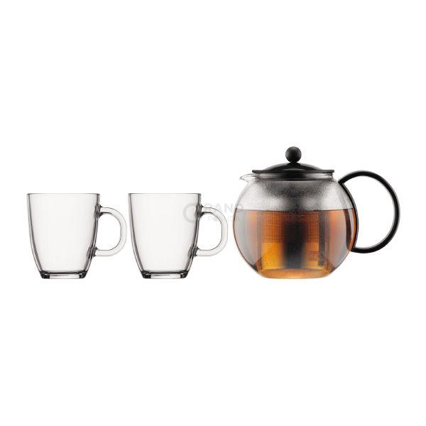 Bodum Заварочный чайник с прессом и стаканы, набор 3 предмета, Assam | https://grandposuda.com.ua