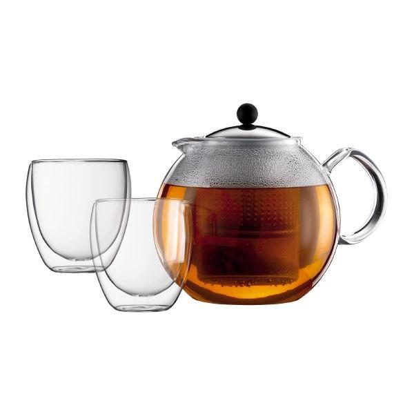 Bodum Заварочный чайник и стаканы, набор 3 предмета, Assam | https://grandposuda.com.ua