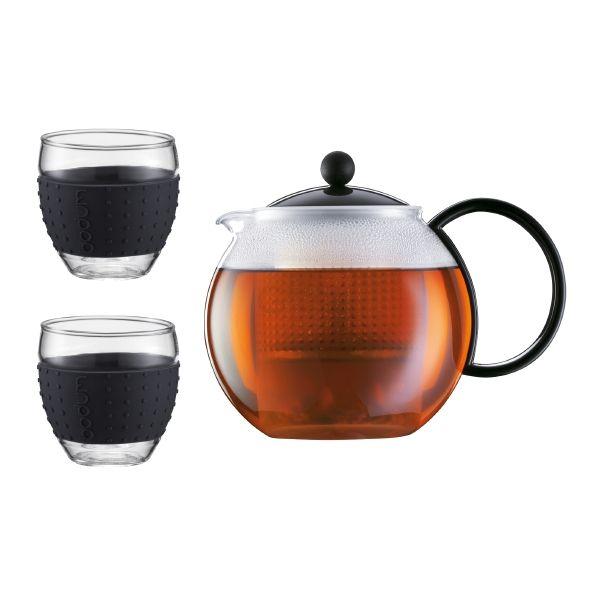 Bodum Заварочный чайник с фильтром и стаканы, набор 3 предмета, Assam | https://grandposuda.com.ua