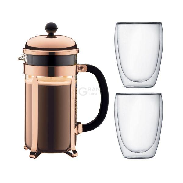 Bodum Френч-прес і стакани 0,35 л, набір 3 предмета, Chambord | https://grandposuda.com.ua