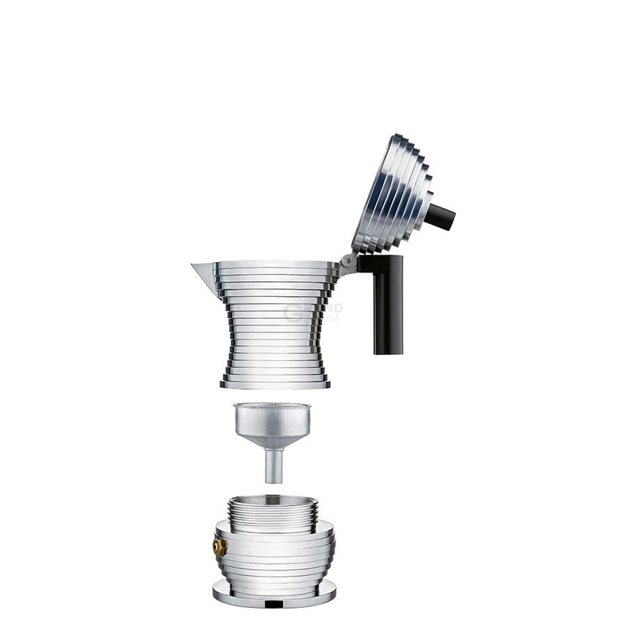 Alessi Кофеварка 300 мл металлик/красная Pulcina | https://grandposuda.com.ua