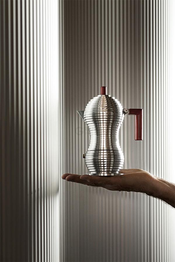 Alessi Кофеварка 300 мл металлик/красная Pulcina | https://grandposuda.com.ua