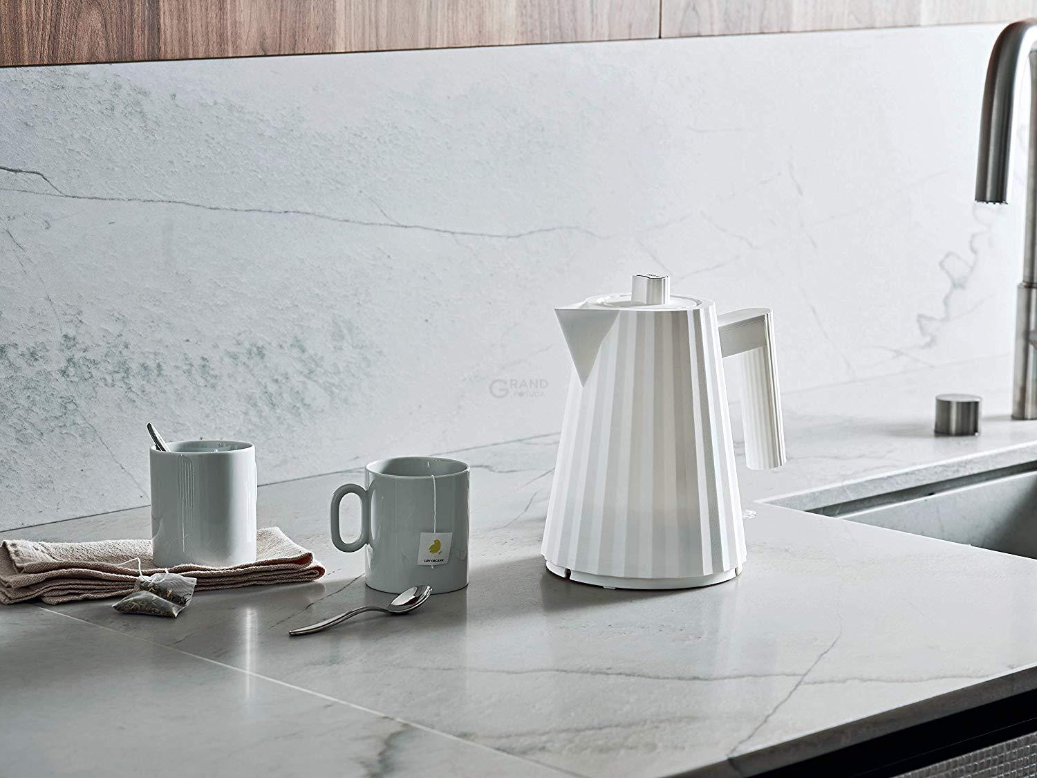 Alessi Электрический чайник 1 л, белый Plissé | https://grandposuda.com.ua