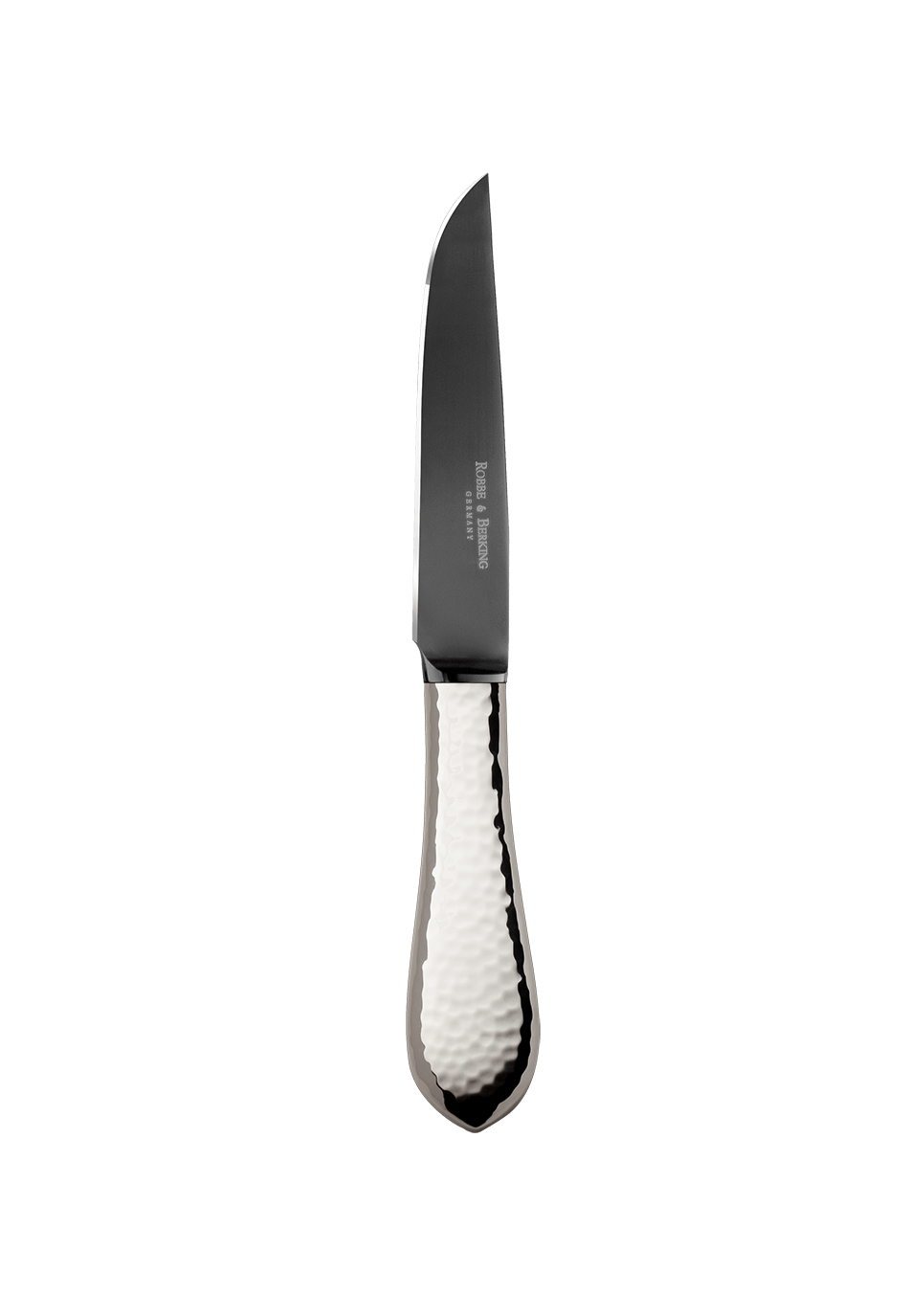 Ніж для стейка 22,5 см, срібний Martelé 925 Frozen Black Robbe & Berking | https://grandposuda.com.ua