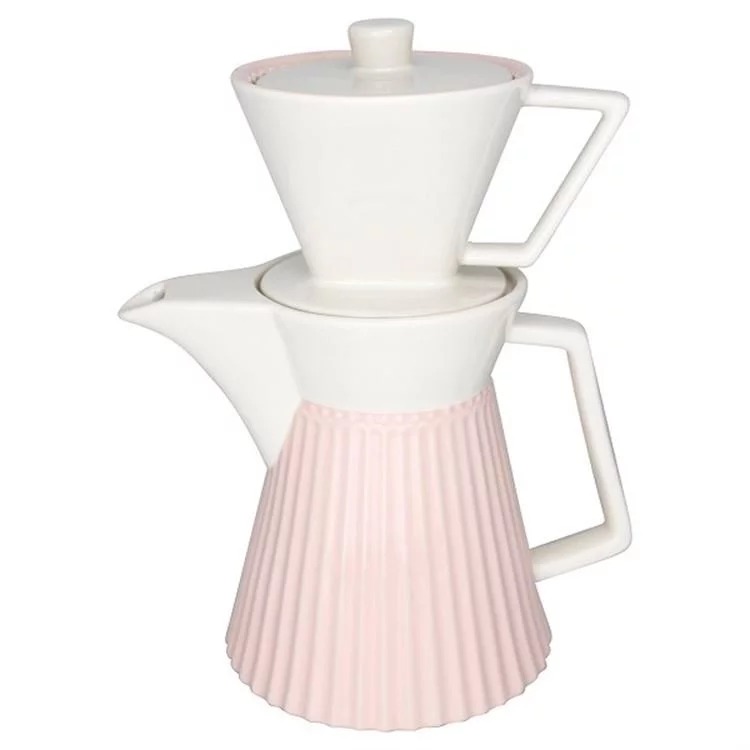 GreenGate Кофейник с насадкой-фильтром 25 см, светло-розовый Alice | https://grandposuda.com.ua