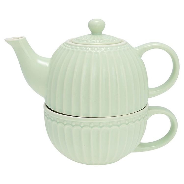 GreenGate Заварочный чайник с чашкой 15 см, светло-зеленый Alice | https://grandposuda.com.ua